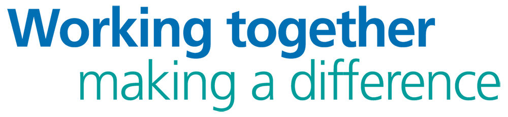 Working together, making a difference. Graphic text.